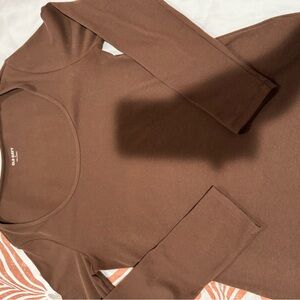 Old Navy Chocolate Ribbed Knit Top